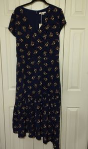 Boden navy floral print long dress with pockets!
